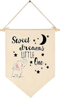 Sweet Dreams Little One -Canvas Hanging Flag Banner Wall Sign Decor Gift for Baby Kids Girl Boy Nursery Teen Room Front Door