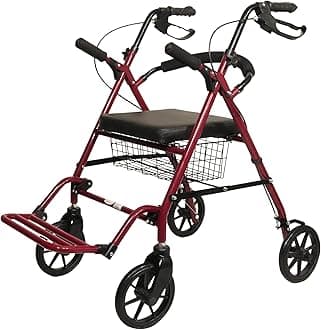 - Entros Premium Aluminum Lightweight Foldable Height Adjustable Rollator Walker With Seat and Wheel | CE & ISO Certified | Ideal for Senior Citizen, Old People & Handicap | SC5001.