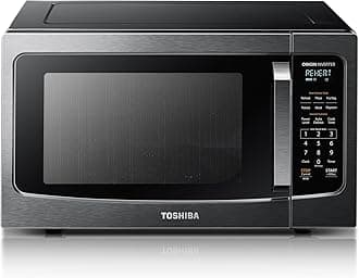 TOSHIBA ML-EM45PIT(BS) Countertop Microwave Oven with Inverter Technology, Kitchen Essentials, Smart Sensor, Auto Defrost, 1.6 Cu.ft, 13.6" Removable Turntable, 33lb.&1250W, Black Stainless Steel