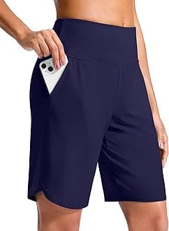 G Gradual Women's 9" Long Swim Board Shorts High Waisted Quick Dry Beach Swimming Shorts for Women with Pockets Liner