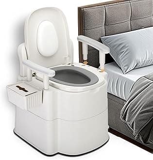 Upgraded Safety Commode Toilet for Elderly and Disabled (520 lbs),Potty Chair for Adults with Detachable Armrest,It's anti-odour potty chair for adults，bedside toilet，Easy Installation