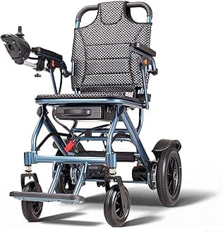 Lightweight Electric Wheelchair for Adults - Foldable Electric Wheelchairs for Seniors, 500W Motors Motorized Wheelchairs Support 330 lbs, All Terrain Travel Powered Wheel Chairs, Blue