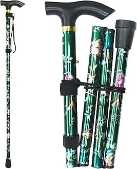 5-Level Walking Cane, Lightweight, Adjustable and Aluminum Canes for Seniors Adult Men and Women,Folding Canes,Ergonomic Wheeled Handle, New Floral Pattern
