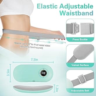 Heating Pad for Period Cramps 5000mAh - 6 Heat Levels & 6 Massage Modes - 3 Timer Settings, Portable Cordless Menstrual Heating Pad Gifts for Her, Women, Girl and Wife