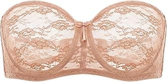 DOBREVA Women's Strapless Bras See Through Sheer Lace Non Padded Underwired Multiway Bra