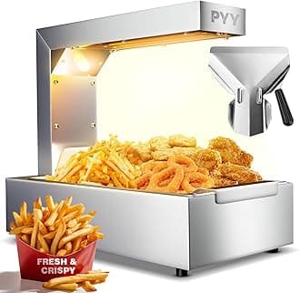 PYY French Fry Warmer - Commercial Food Heat Lamp Food Warmer Light 122°F Free-Standing Warming Fry Dump Station Countertop Fries Warmer Commercial Food Warmer for Chips Churros Buffet Restaurant