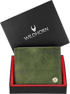 Leather Wallet for Men I Ultra Strong Stitching I 6 Credit Card Slots I 2 Currency Compartments I 1 Coin Pocket (Green Crackle)