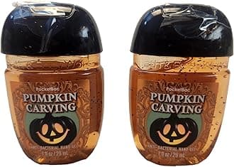 Bath and Body Care - Travel Size Sanitizer - 2 piece Bundle Set Hand Gel - 1 Fl Oz each - Label Artwork Varies (PUMPKIN CARVING)