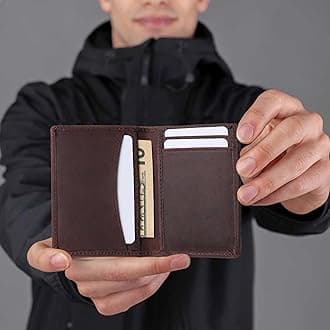 FOXHACKLE Leather Credit Card Holder Wallet for Men and Women, Thin Bifold RFID Blocking Wallet, Slim Front Pocket Minimalist Wallet, Small Card Case, Hunter Coffee Brown, Bifold