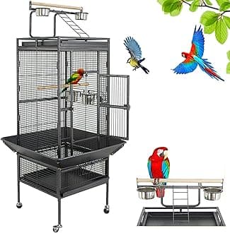 Nova Microdermabrasion 61 Inches Large Bird Cage Play Top Parrot Cockatiel Parakeet Chinchilla Macaw Cockatoo Cage W/Stand Perch Pet Supplies