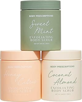 Body Prescriptions Exfoliating Body Scrub – Body Cleanser for Nourished, Ultra-Smooth Skin, Honey Citrus, Coconut Almond, and Sweet Mint