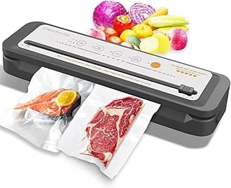 vacuum sealer, portable food sealer with strong suction power, bags and cutter included with external vacuum function, freshness saver (silver)