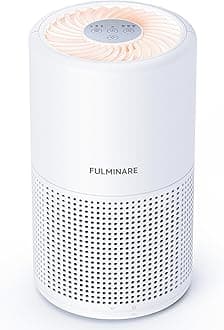 Air Purifiers for Bedroom, FULMINARE H13 True HEPA Air Filter, Quiet Air Cleaner With Night Light,Portable Small Air Purifier for Home, Office, Living Room (White-1)
