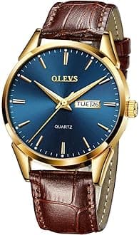 OLEVSMens Watches Designer Calendar Dress Metal Stainless Steel Quartz Analog Waterproof Luminous Wrist Watch Gent Large