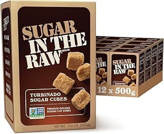 In The Raw Turbinado Cane Sugar Cubes, 17.6 oz. Box, 12 Pack, Pure, All-Natural Turbinado Sugar, Non-GMO Project Certified, Kosher, Vegan and Gluten Free