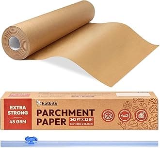 Katbite Heavy Duty Parchment Paper Roll for Baking (brown, 12 in x 262 ft)