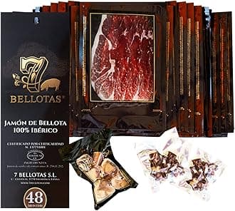 100% Iberico Ham | Made From Acorn Fed Iberico Pigs and Natural Curation Process | Spanish Jamon Pata Negra | Jamon Iberico Bellota | 48 Months (Sliced 30 X 100 gr.)