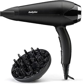 BaByliss Turbo Smooth Hair Dryer - 2200W Powerful Blow Dryer, Large Diffuser, Ionic Frizz-Free Conditioning, 3 Heat & 2 Speed Settings, Black, 5572U