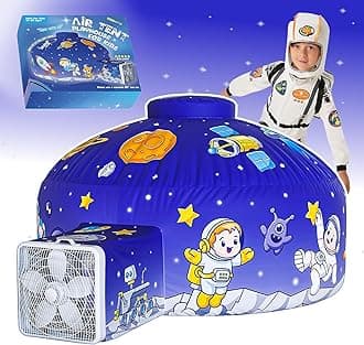 Skywin Inflatable Air Tent for Kids (77” x 50”), Perfect for Social or Solo Imaginative Play, Blow Up Tent, Sets Up and Stores Away in Seconds, Toddler Playhouse (Fan NOT Included) (Space Blue)