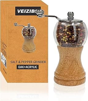 VEIZIBEE Classical Hand Shake Wood Pepper Grinder Set &Gorgeous Salt Wooden 1pcs