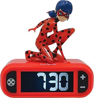 Miraculous Digital Alarm Clock with Night Light Snooze, Clock, Luminous Ladybug, Red Colour - RL800MI
