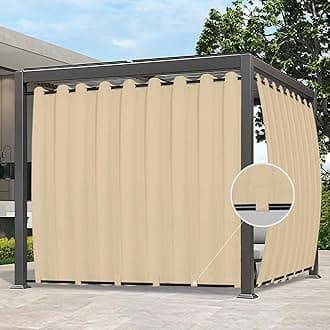 Easy-Going Outdoor Curtains Waterproof Windproof Weatherproof Curtain for Patio, Cabana, Porch, Pergola and Gazebo, Grommet Top and Tab Bottom Drape, 1panel, 150x96 inch, Beige