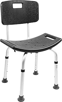 PEPE Mobility – Elderly Shower Chair with Backrest, Adjustable Bathroom Stool, Elderly Shower Chair, Non-Slip Shower Stool, Shower Stool, Black Shower Chair, Assembly without Tools