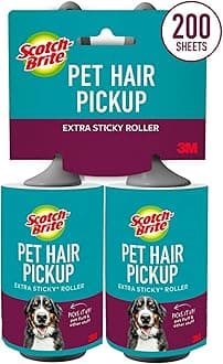 Scotch-Brite Pet Hair Pickup Extra Sticky Lint Roller, Designed for Removing Fur + Fluff on Couches, Clothes, Dog and Cat Beds, & More, 2 Pack, 200 Easy-Tear Adhesive Sheets Total