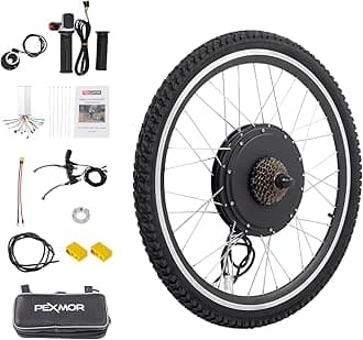 PEXMOR Electric Bike Conversion Kit, 48V 1000W/1500W 26" E-Bike Hub Motor Wheel Kit, Upgrade 3 Mode Controller w/PAS/Twist Throttle with Battery Indicator Ebike Bicycle Wheel Kit