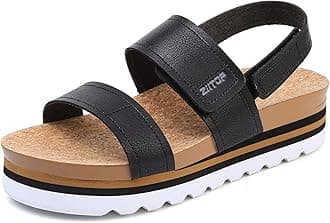 ziitop Platform Sandals for Women Orthopedic Sandals Ladies Wedge Wide Fit Cork Footbed Adjustable Strappy Open Toe Chunky Beach Summer Shoes