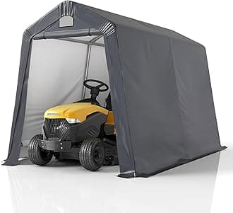 GARTOO 7' x 12' Outdoor Storage Shed- Heavy Duty Storage Shelter Tent with Roll-up Ventilated Door, Portable Garage Zipper Storage shed for Bike, ATV, Motorcycle Shelter, Gray