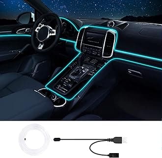 Interior Car LED Strip Lights, RGB USB Car Ambient Lighting with Fiber Optic, EL Wire Car Accessories