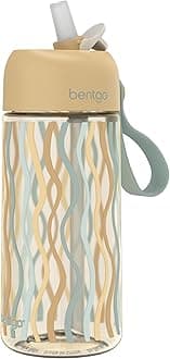 Bentgo Kids Water Bottle (Whimsy & Wonder Collection) - Leak-Proof Durable Tritan 15 oz. Cup for Kids/Toddlers 3+; Flip-Up Safe-Sip Straw for School, Sports, Daycare, Camp & More (Wavy)