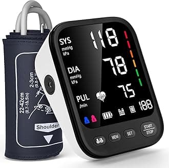 Blood Pressure Machine, Automatic Upper Arm Blood Pressure Monitor with 2x199 readout, 4.5 inch Backlit Large Screen Adjustable Large Cuff 9 to 17 inches - arrhythmia and Home Hypertension Detector