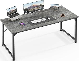 Huuger Computer Desk, 55 Inch Home Office Desk, Gaming Writing Work from Home Study Desk, Large Legroom, Sturdy Metal Frame, Modern Simple, Grey