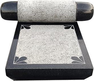 EZAHK Pure Granite Ammikallu, SIL Batta, Village, Natural Home Decor, Traditional Hand Grinder, Mortar and Pestle Set (Length - 12 Inch, Width - 8 Inch)