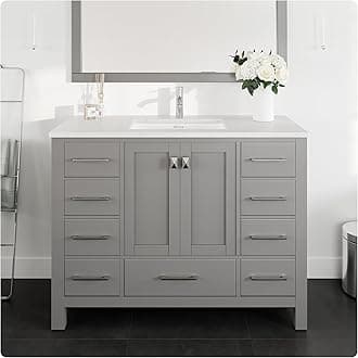 London 48 Gray Bathroom Vanity with Carrara Quartz Top