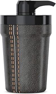 Portable Hand Sanitizer Dispenser for Car Cup Holders (Black Leather Look)