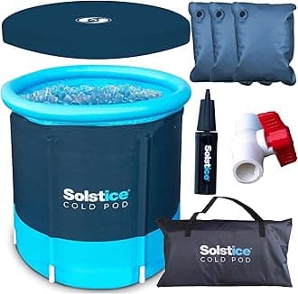 SolsticeCOLD POD Plunge Ice Tub W/ 3 Reusable Ice Bags & Large Lid For Athletes Adults | Multi-Layered Insulation For Chillers | Outdoor & Indoor | Portable Carry Bag | 84.5 Gallon Capacity