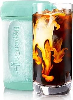 HC1 Patented Iced Coffee/Beverage Cooler, NEW, IMPROVED,STRONGER AND MORE DURABLE! Ready in One Minute, Reusable for Iced Tea, Wine, Spirits, Alcohol, Juice, 12.5 Oz, Mint