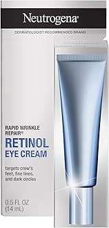 Neutrogena Rapid Wrinkle Repair For Dark Circles & Under Eye Bags, Wrinkle Eye Cream With Hyaluronic Acid, Glycerin & Retinol Cream, 0.5 Fl Oz, 0 .5 Fl. Oz.