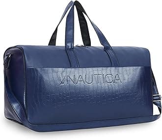 Unisex PU Duffle Bag for Travel | Stylish Leatherette Cabin Luggage | Compact, Comfortable & Spacious Hand Duffel Bag for Weekend Trips, Gym & Office | Suitable for Men and Women | Navy Blue