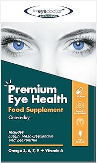The Eye Doctor Dry Eye Supplement - 360 Vegan Capsules - Lutein, Zeaxanthin, Meso-Zeaxanthin, Vitamin A, Omega 3 6 7 9, Sea Buckthorn Fruit - Goji Berry & Bilberry Extract - Vision Health Support