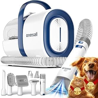 Dog Grooming Vacuum Kit with 3 in 1 Dog Clippers,Paw Trimmer,Nail Grinder,Suction 99% Pet Hair,Pet Grooming Vacuum with 7 Proven Tools for Shedding