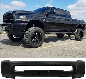 Front Bumper Compatible with 2010-2018 Dodge Ram 2500/3500, Black Truck Automotive Steel Replacement Bumpers Face Bar, without Fog Light Holes & Sensor Holes (Style D)