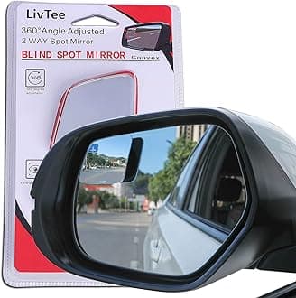 LivTee Blind Spot Mirror，Rhombus Shaped HD Glass Frameless Convex Rear View Mirror with Wide Angle Adjustable Stick for Cars SUV and Trucks, Pack of 2