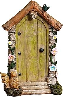 Fairy Door for Trees Outdoor - Garden Accessories, Miniature Decor, Magic Enchanted Tree Stump Resin Wall Hanging Gifts