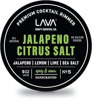LAVA Premium Jalapeno Citrus Margarita Salt Cocktail Rimmer, All Natural Spicy Margarita Rimmer Salt, Sea Salt Rocks, Real Lime, No Silicon Dioxide, with Easy Screw-On Lid - 6oz