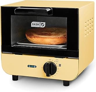 Dash Mini Toaster Oven - Sleek & Stylish - For Creative Homemade Treats - Compact, Space-Saving Design - adjustable temperature dial - Removable Baking Tray - Yellow