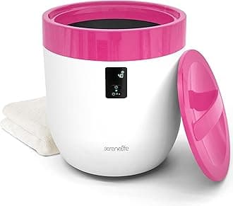 SereneLife Counter Towel Warmer Bucket - with Customized Fragrance for Spa and Bathroom, Luxury Heater, Auto Shut Off, Fits 1 Large Blanket, Bathrobe, PJs (Pink)